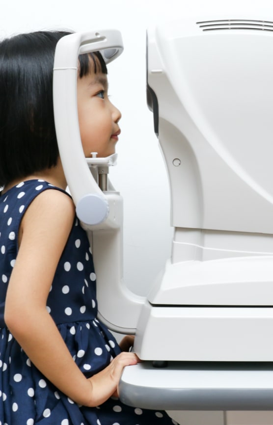 child getting eye exam